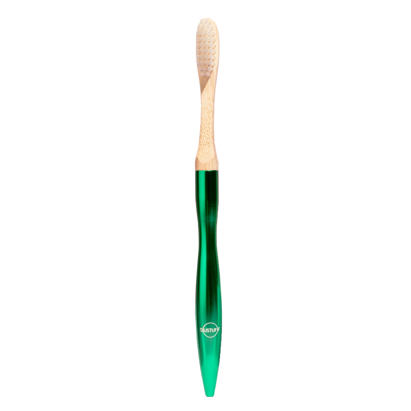 green handle and bamboo head attached