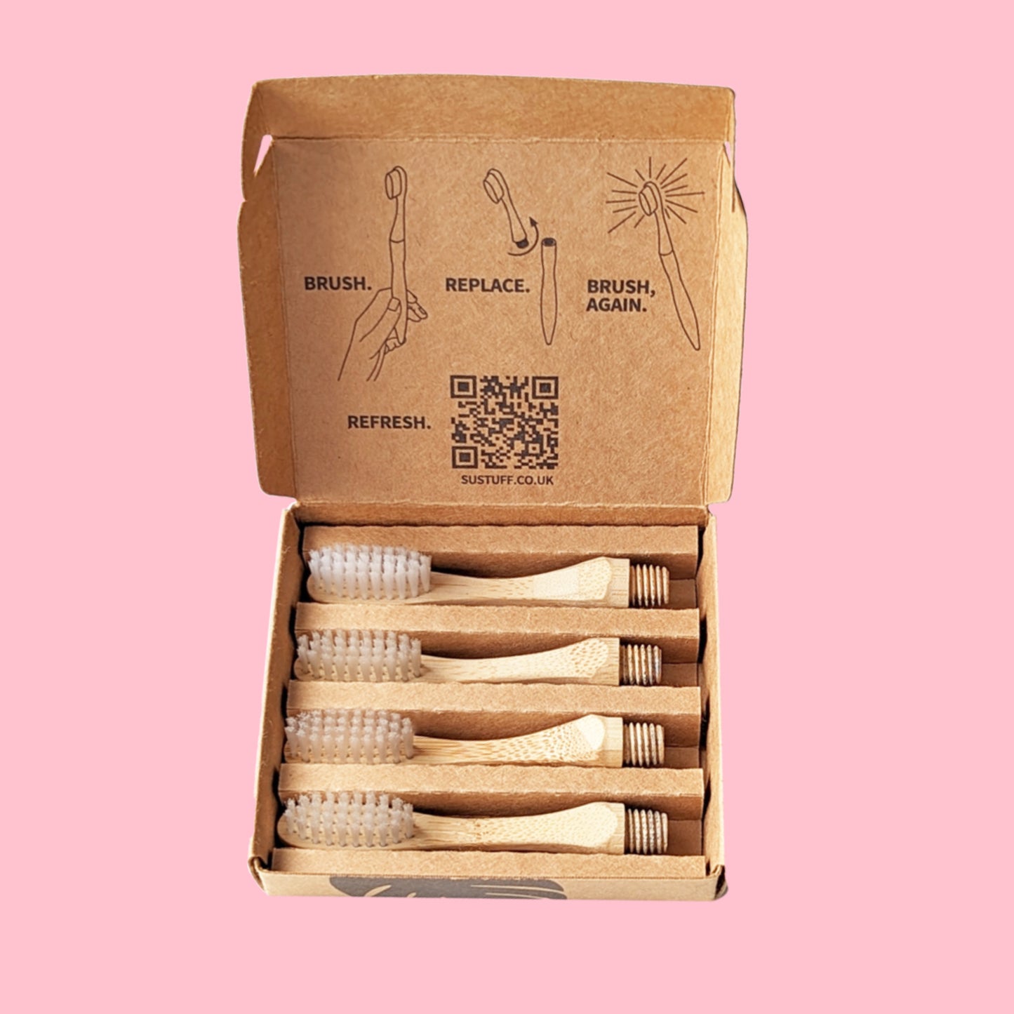 Bamboo 4-pack Toothbrush Head Refills (Plant-Based Bristles)