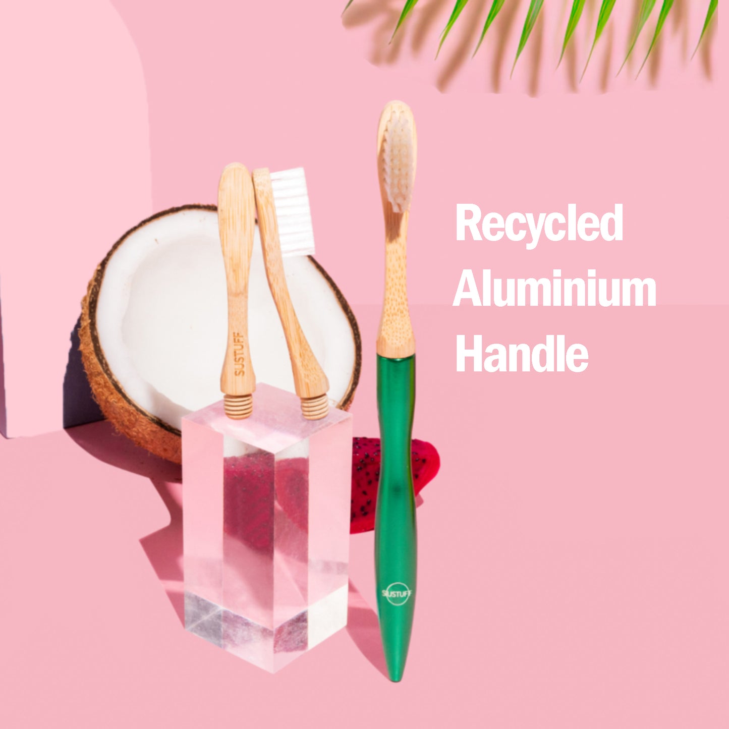 mould-free bamboo toothbrush with 2 replaceable heads
